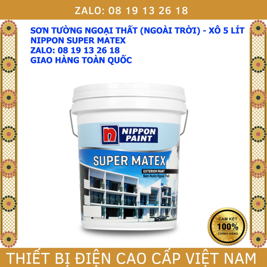 [Chính Hãng] Sơn Tường Ngoại Thất NIPPON Super Matex  (Ngoài Trời), Thùng 5L, Chống rêu mốc, độ che phủ cao, dễ sử dụng.