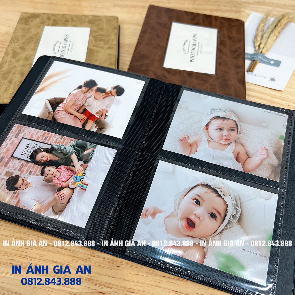 Album ảnh 7x10, 9x12, 10x15 bìa vân da Vintage để 32-36-72 ảnh - Ship Hỏa Tốc