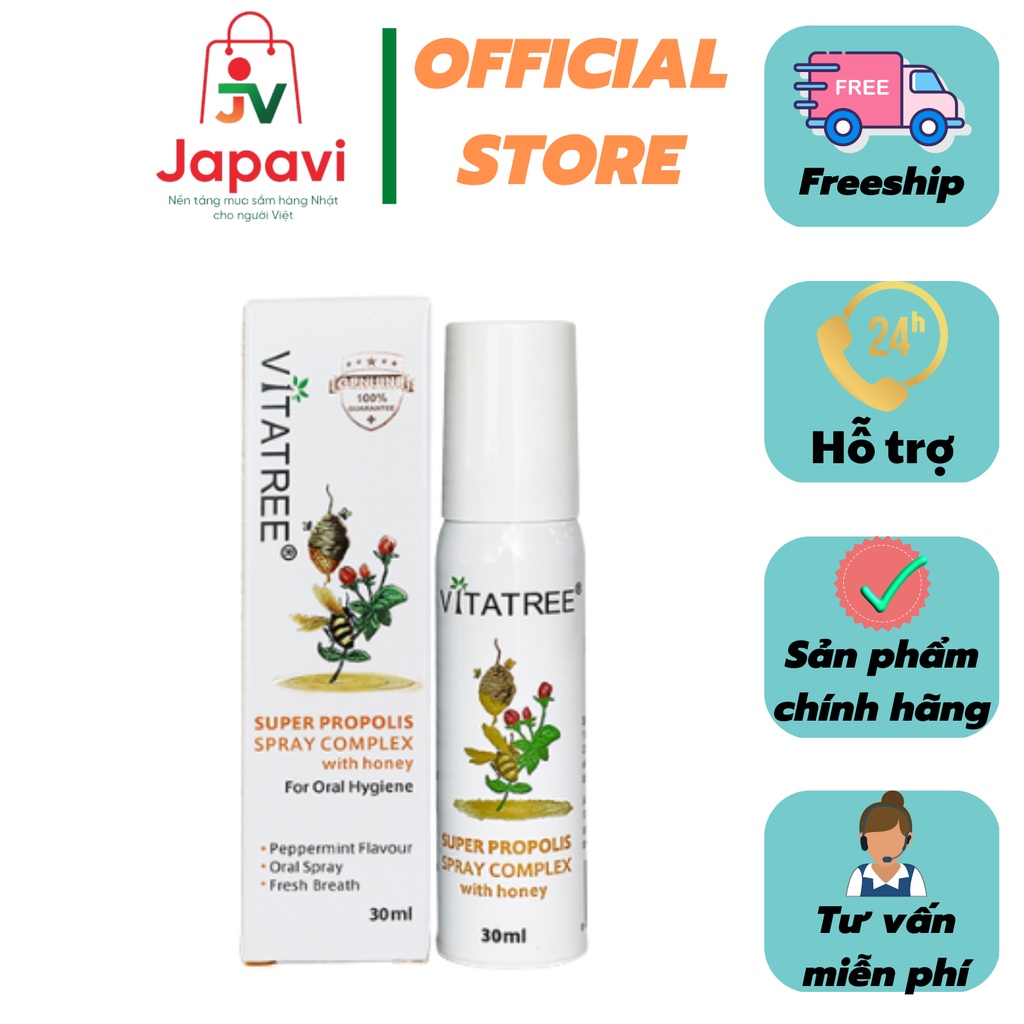 Chai xịt giảm đau họng Orihiro vitatree 30ml giúp giảm đau rát,ngứa họng
