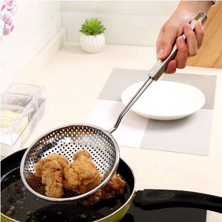 14cm Vợt chao, muôi vớt inox lỗ tròn