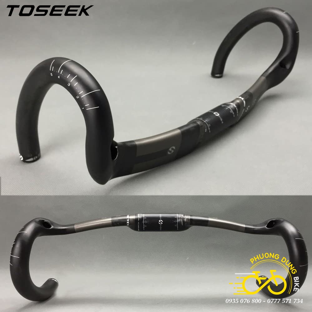 Ghi đông cong dẹp xe đạp road Carbon TOSEEK 420 x 31.8mm