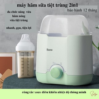  Máy hâm sữa và thức ăn siêu tốc 4 chức năng máy ủ sữa và tiệt trùng bình sữa tiện lợi loại lớn 2 bình BH 12 tháng 