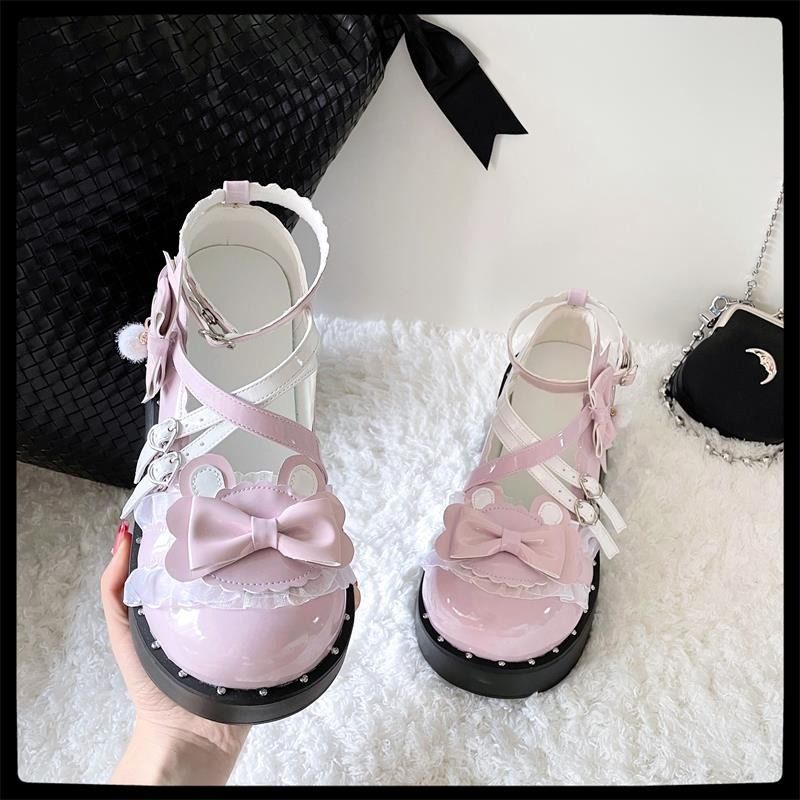 💖Trong kho💖Giày Búp Bê Da Mũi Tròn Phong Cách Lolita Xinh Xắn Cho Nữ
