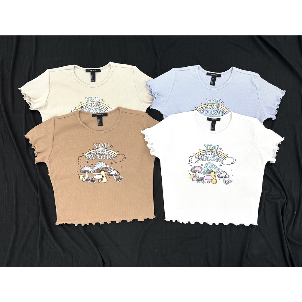 Aó thun gân in cây nấm 4 màu vnxk in cây nấm