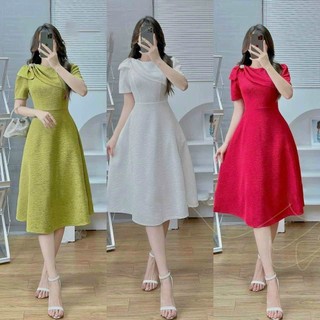 Đầm nữ xòe phụ kiện sang trọng phù hợp đi tiệc, đi chơi