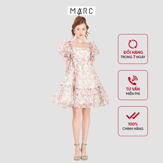 Đầm nữ MARC FASHION babydoll sheer hoa hồng eo cao TRVH060721