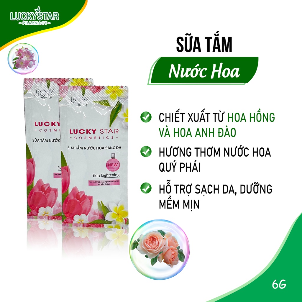 [FMCGTT30K2 giảm 30K đơn 99K] Sữa Tắm Hương Nước Hoa Lucky Star dây 12 gói 6ml