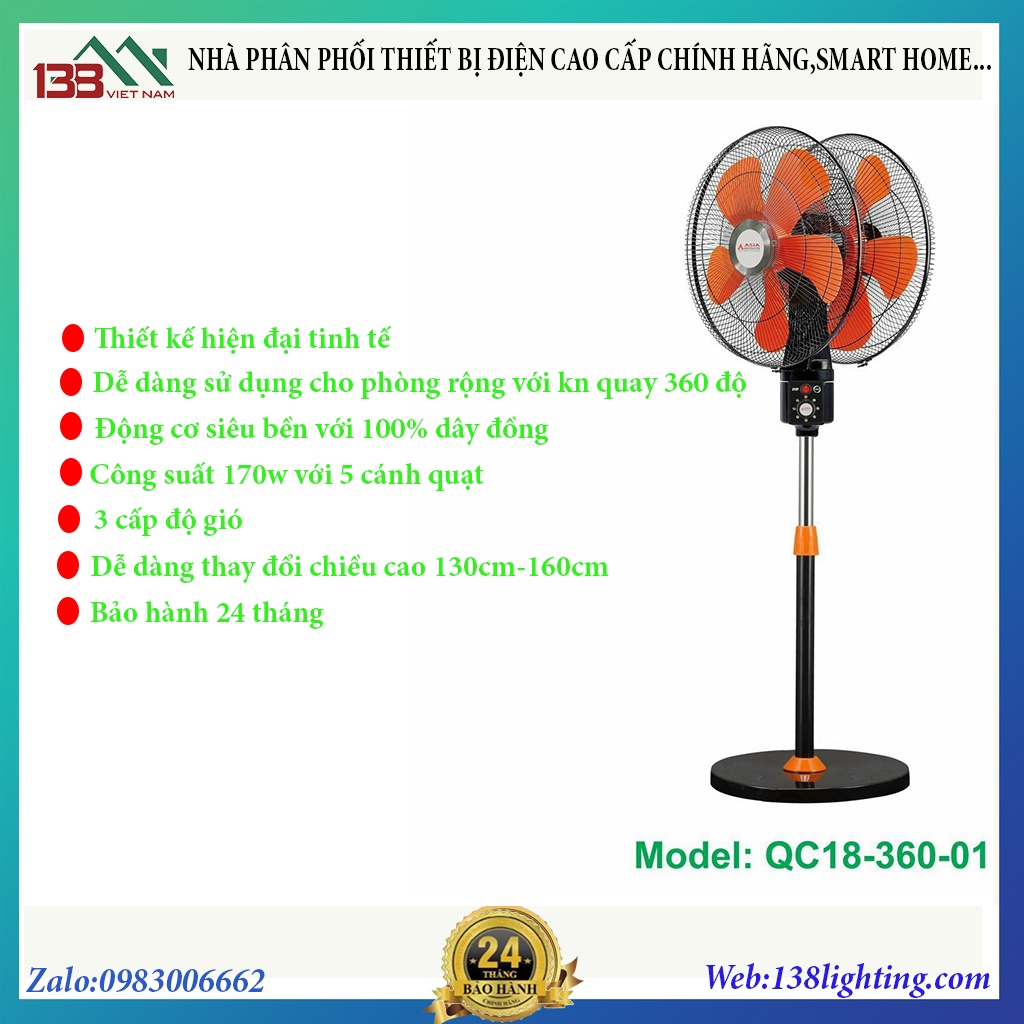 Quạt cây hai đầu 360 độ Asia QC18-360-01 công suất 170w xóa tan cái nóng mùa hè