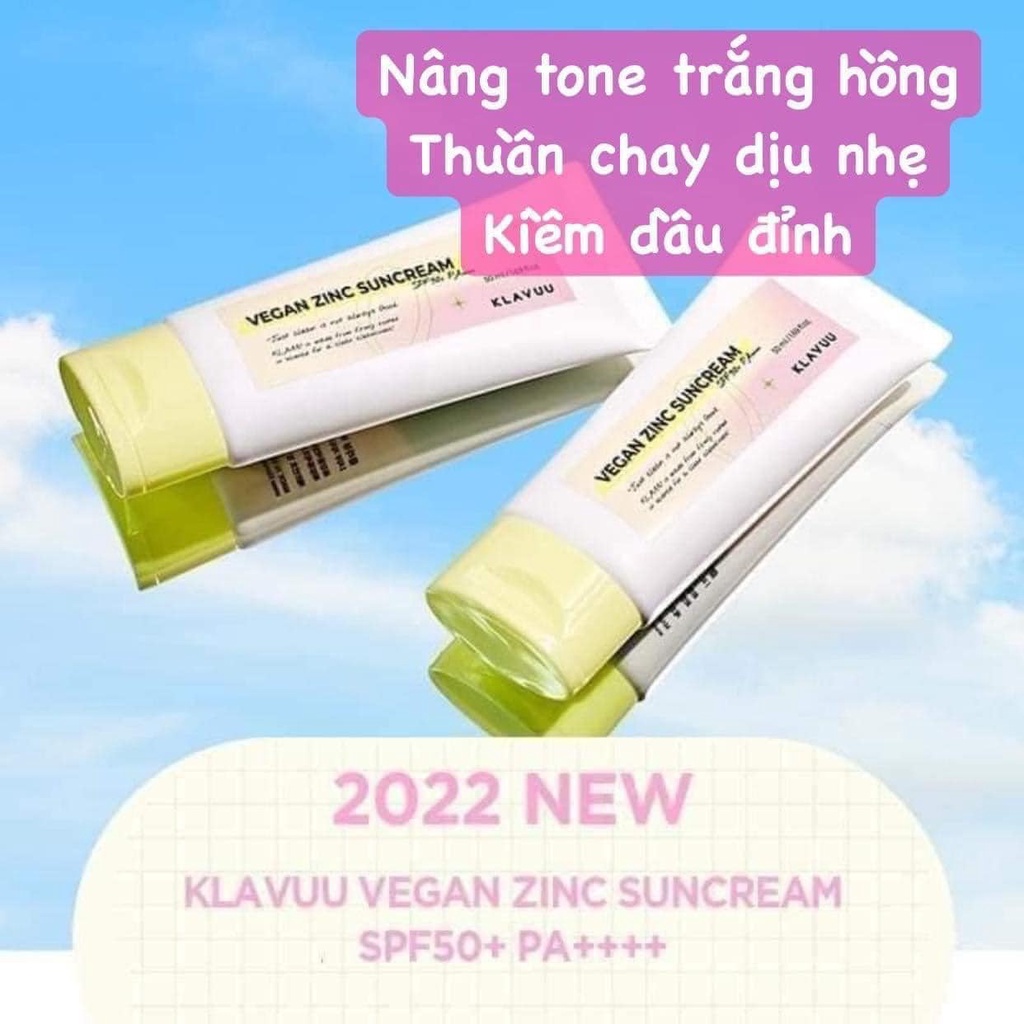 Kem chống nắng nâng tone thuần chay Klavuu Vegan Zinc Suncream 80%