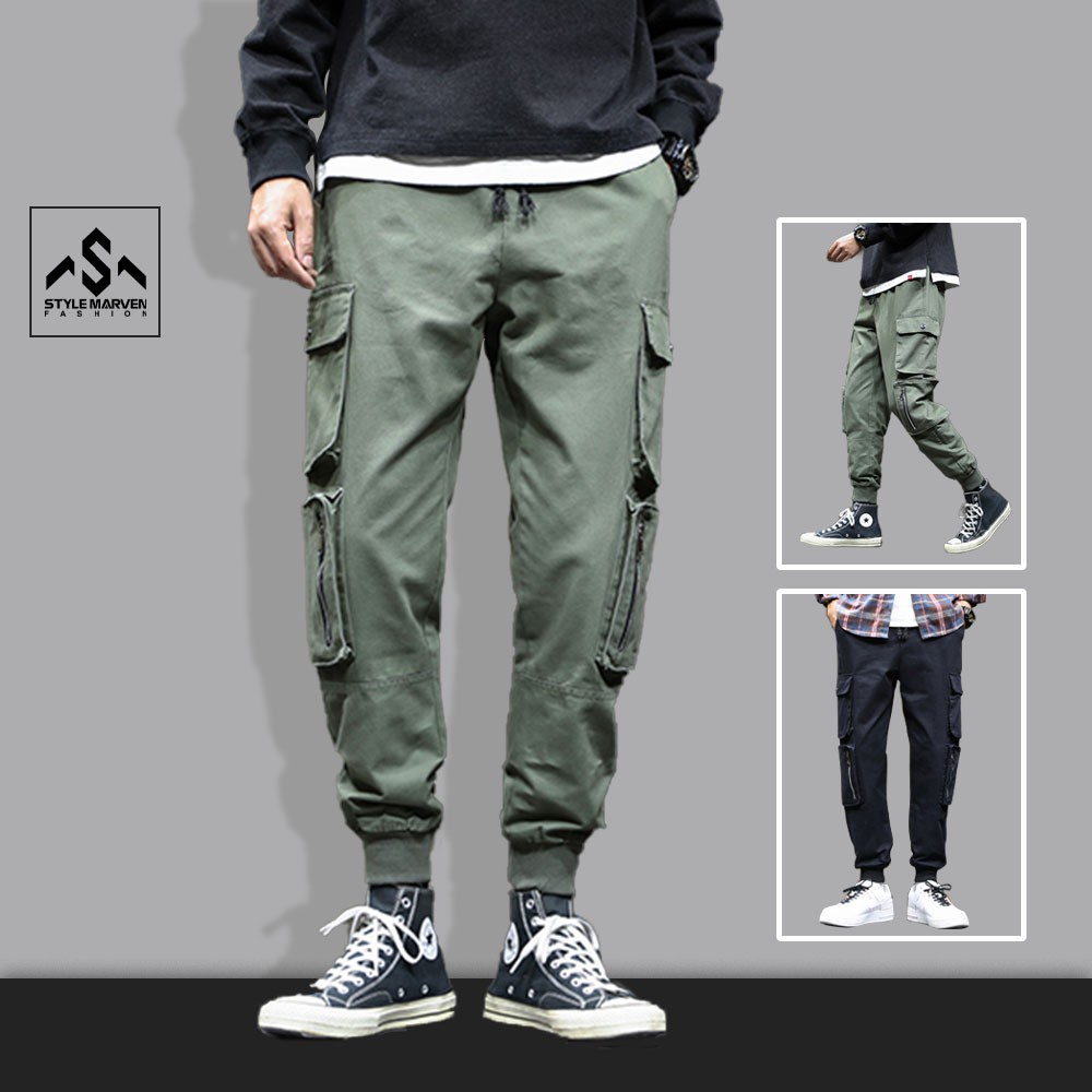 Quần jogger kaki nam STYLE MARVEN ống suông bo gấu phối túi hộp năng động - QUAN SM027C
