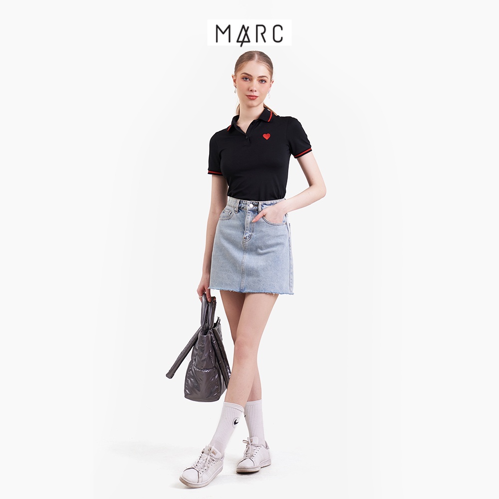 Áo polo nữ MARC FASHION form nhỏ thêu trái tim phối viền vải mềm mịn mát CBNT021623