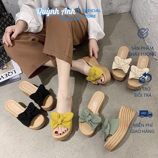 [MÃ FAGREEN 5051 GIẢM 10% TỐI ĐA 30K ĐƠN TỪ 99K] Freeship Dép Nữ Đế Xuồng Cao 7p Êm Chân Nơ Bản To Siêu Xinh