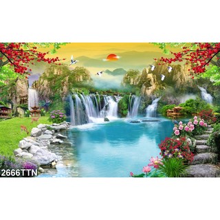 Tranh dán tường 3d phong cảnh thiên nhiên đẹp - tranh dán tường 2666