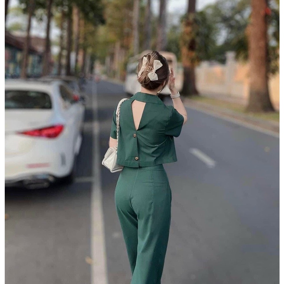 Sét Áo Sơ Mi Cài Nút Trước Và Sau Quần Dài Ống Rộng  Thời Trang Nữ Sam Closet Free Size 40-55kg