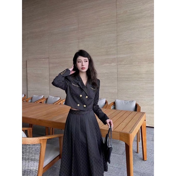 Áo khoác vest nữ dáng ngắn phong cách retro cao cấp GC Gucci 2023