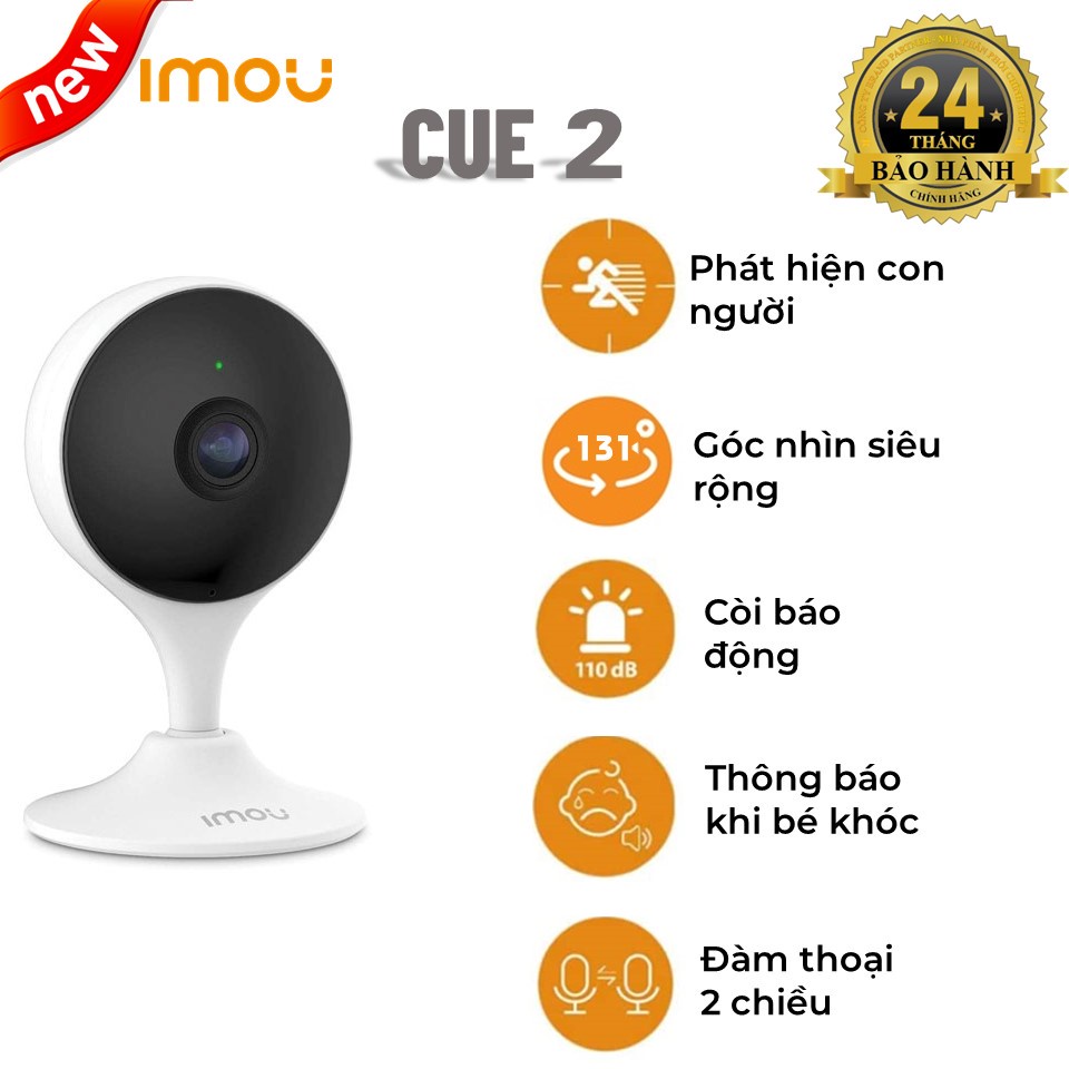 Camera WIFI IMOU C22SP Cue2 2mpx 1080P, Đàm thoại 2 chiều ,Tích hợp míc thu âm thanh, Hình ảnh FHD - BẢO HÀNH 24 tháng