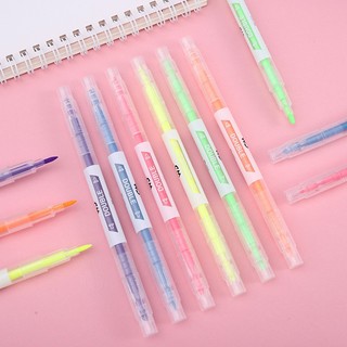 Bút highlight dạ quang bút nhớ set 6 bút 2 đầu nhiều màu sắc