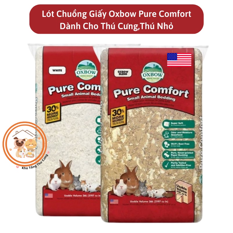Lót chuồng giấy lót oxbow pure comfort Mỹ cho chuột hamster mini,bear,sóc,bọ,thỏ,nhím,chinchilla,.không bụi gói 36Liter
