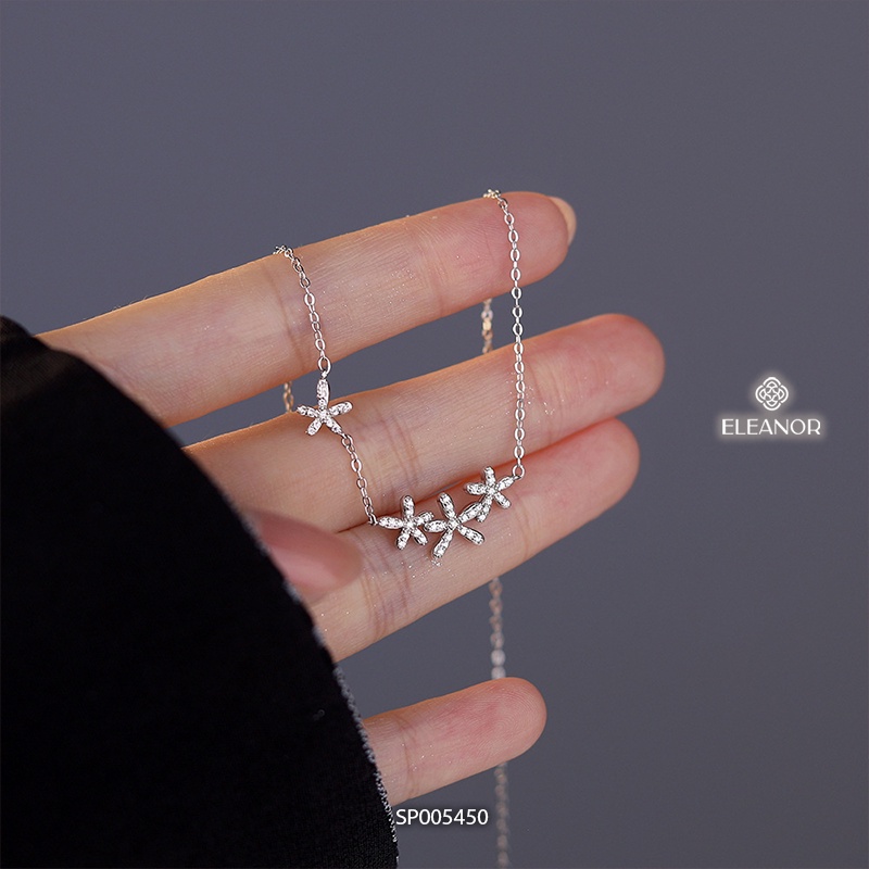 Dây chuyền nữ bạc 925 Eleanor Accessories mặt hình hoa đính đá sang trọng phụ kiện trang sức thanh lịch 5450