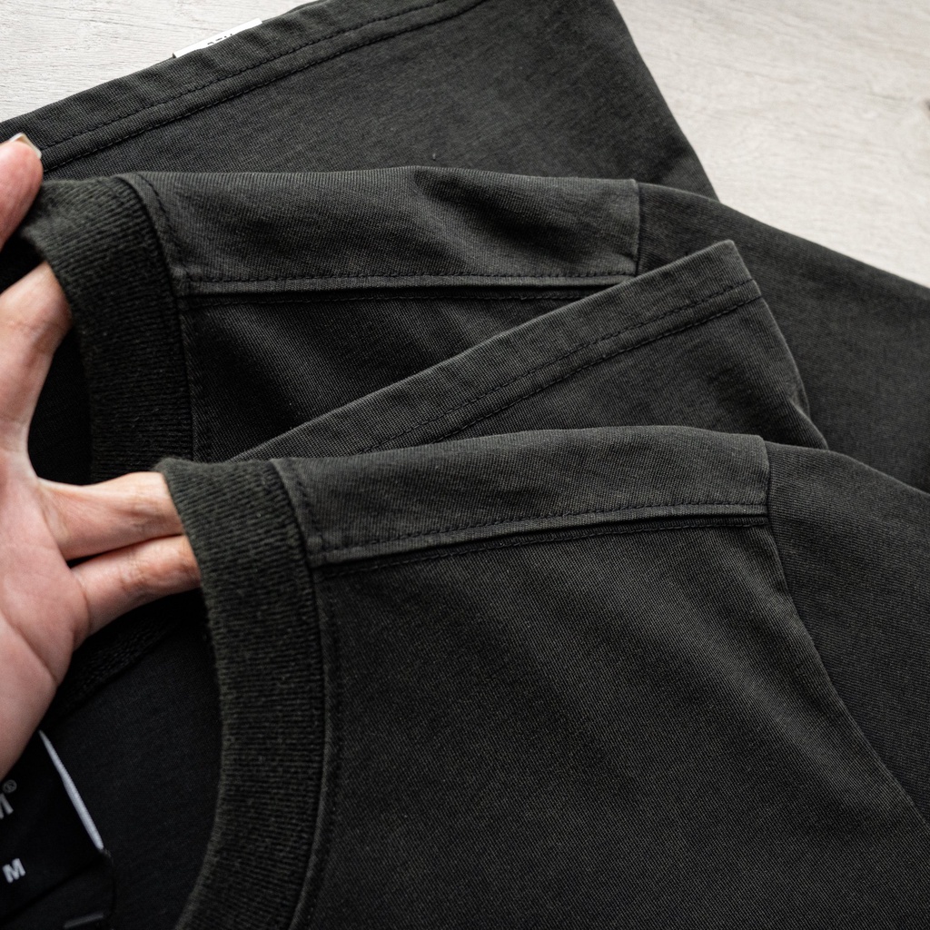 Áo thun thời trang nam, áo phông nam tay lỡ wash màu bụi cá, chất cotton dày mịn