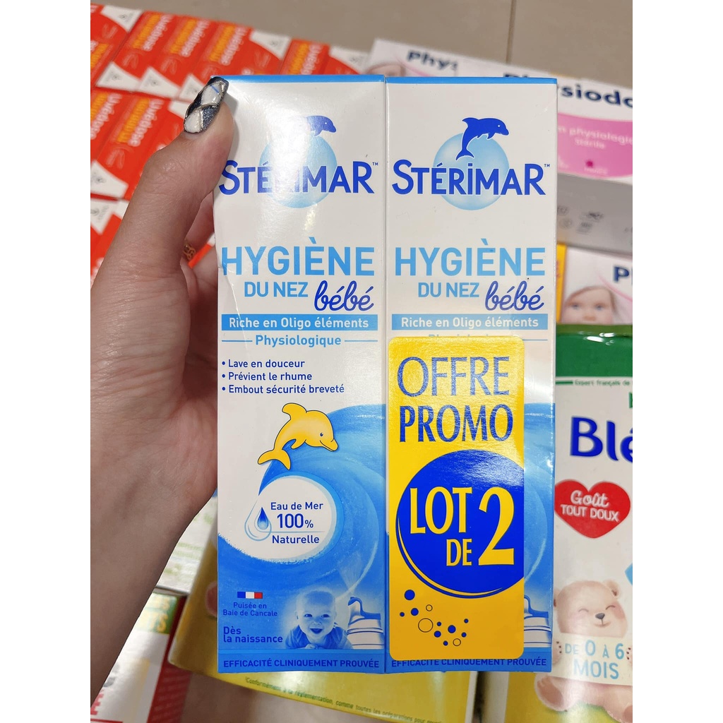 Xịt Mũi Cá Heo Vàng Và Cam Sterimar Pháp 100ml - Giúp làm sạch, hết nghẹt mũi cho bé