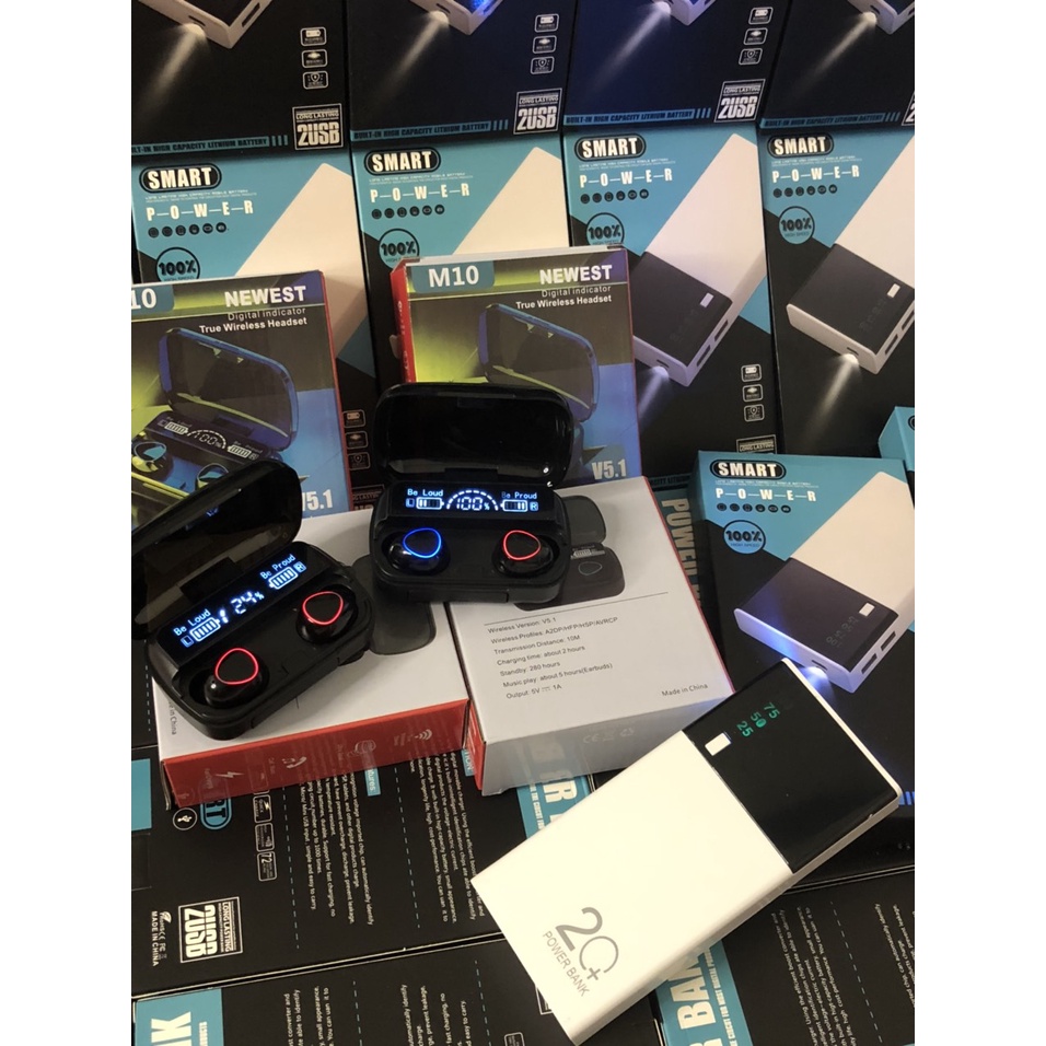 Tai Nghe Bluetooth Gaming M10 Pro Tai Nghe Không dây phiên Bản Nâng Cấp Pin Trâu,Tích Hợp Sạc Dự Phòng 2500mAh