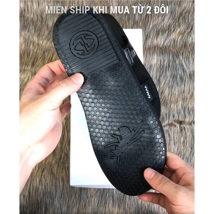 Dép nam quai ngang Polite - art da bò cao cấp 2 màu - BH 12 Tháng