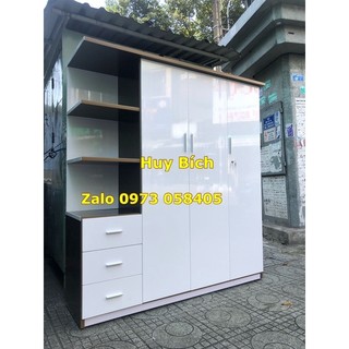 Tủ quần áo nhựa Đài Loan có kệlót lõi gỗ bản lề.
