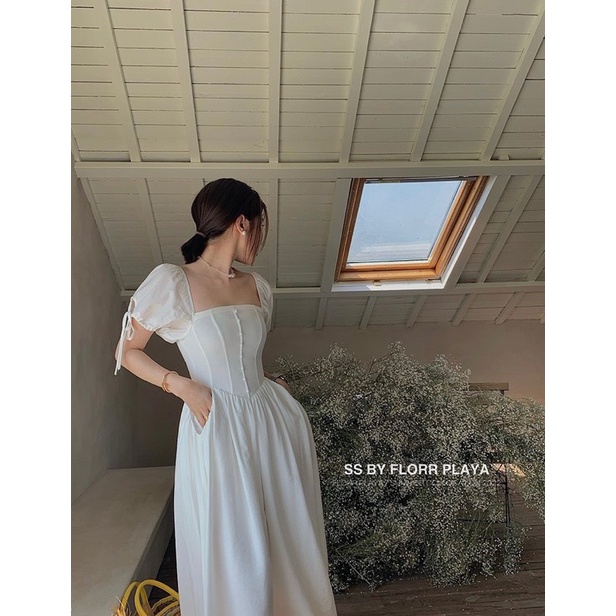 Váy maxi tay phồng 2 màu