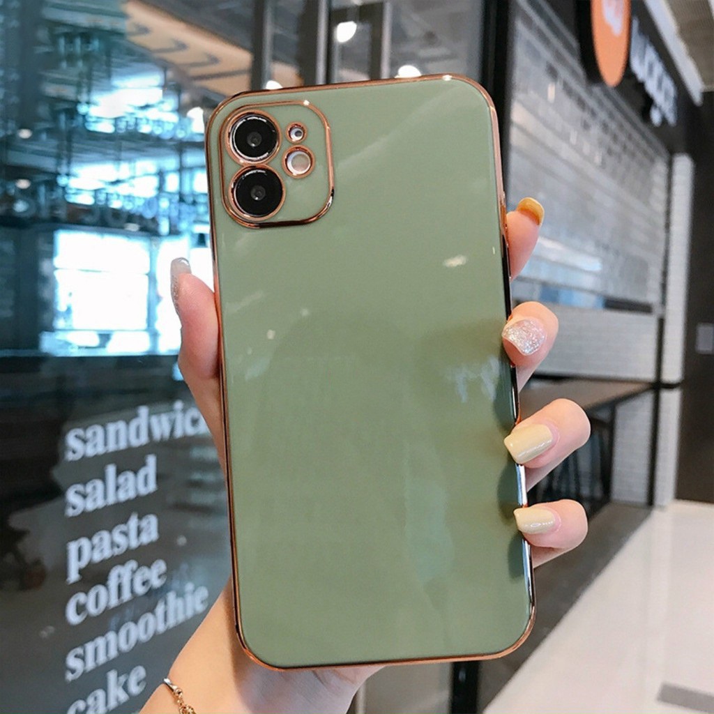 Ốp Lưng Vuông TPU Dẻo Mạ Viền Màu Nhiều Màu Macron Hàn Quốc [Ốp Độ] 7plus/8plus/x/xr/xs/11/12/13/14/pro/max/promax