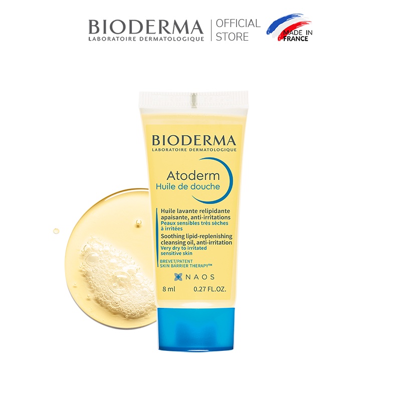 [HB Gift] Dầu tắm giúp làm sạch, làm dịu và dưỡng ẩm dành cho da khô, da nhạy cảm Bioderma Atoderm Huile De Douche 8ml