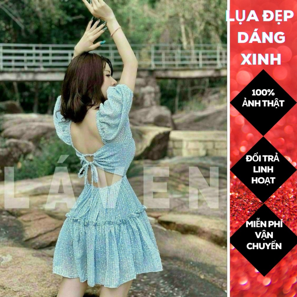(Fom: <55kg) Đầm Xanh Ren Bi Cổ Vuông Chúa Nữ Tính, Đầm Công Chúa, Dự Tiệc, Thường Ngày, Ăn Cưới, Dã Ngoại JL19 | BigBuy360 - bigbuy360.vn