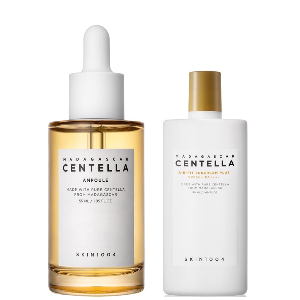 Combo Kem Chống Nắng Nâng Tone Da + Serum Rau Má Skin1004 Madagascar Centella Ampoule