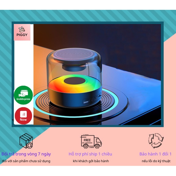 Loa bluetooth mini tích hợp đèn LED loa siêu trầm chất lượng âm thanh top 1 - Piggyy
