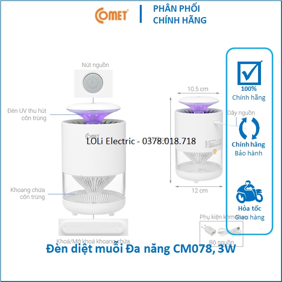 Đèn bắt diệt muỗi côn trùng COMET CM038 CM048 CM069 CM068 CM078 3W 4W 6W - LOLi Electric