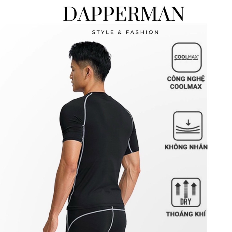 Áo thể thao nam tay ngắn thun co dãn ôm body mặc tập gym vận động thể thao DAPPERMAN