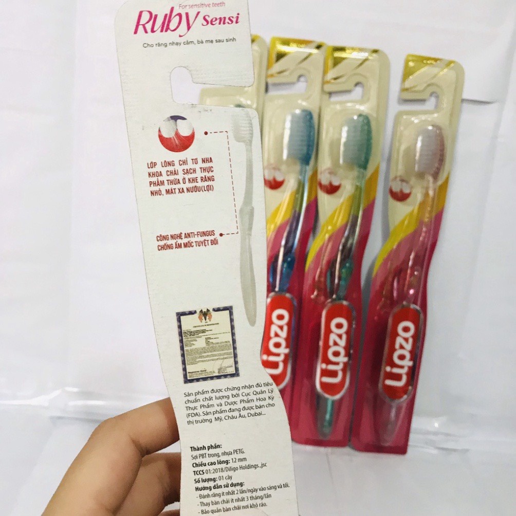 Bàn Chải Đánh Răng Lipzo Ruby Sensi Phù Hợp Phụ Nữ Men Răng Yếu, Nhạy Cảm