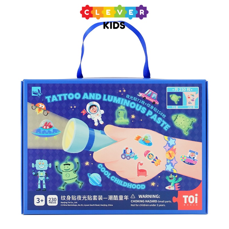 Đồ Chơi Hình Xăm Và Stickers Dạ Quang Phát Sáng Chính Hãng TOI An Toàn Cho Bé Từ 3 Tuổi - CleverKids