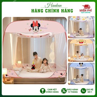 Màn mùng khung chụp tự bung HANKUN có đáy đỉnh vuông NHẬP KHẨU chống muỗi tuyệt đối gấp gọn tiện dụng