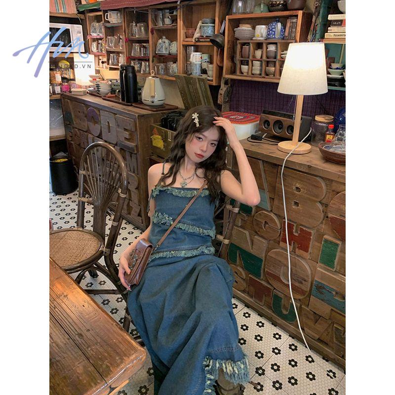 Đầm Yếm Denim Cao Cấp Dáng Ôm Phong Cách Thời Trang Retro Pháp