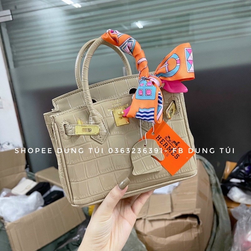 Túi xách nữu đeo chéo, túi hm bikin size 20 da rắn siêu xinh