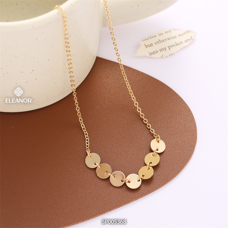 Dây chuyền bạc nữ Eleanor Accessories thiết kế mặt tròn mắt xích vòng cổ choker phụ kiện trang sức 5368