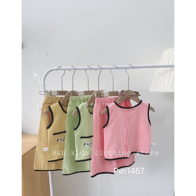 Set bộ viền ren nút lưng cho bé gái