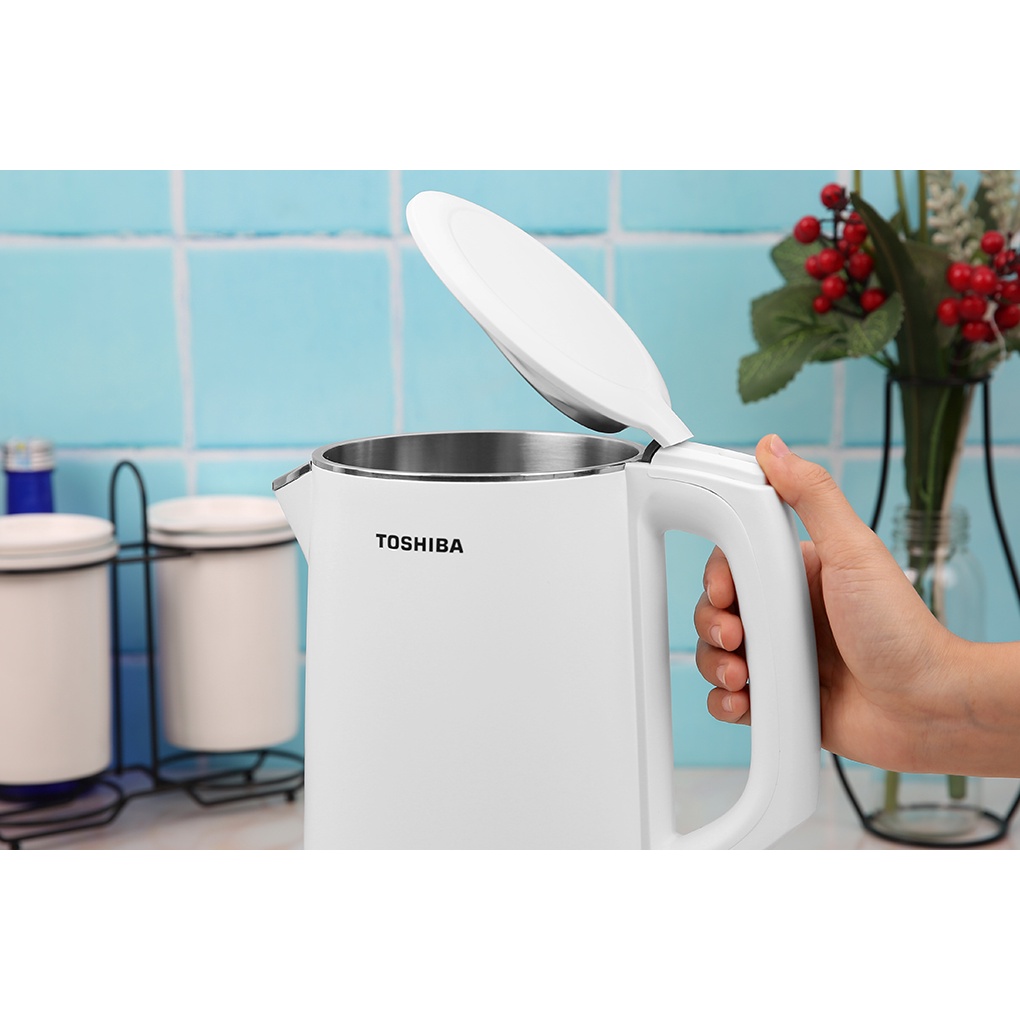Ấm siêu tốc Toshiba KT-15DS1PV - Dung tích 1.5L - Thân vỏ 2 lớp cách nhiệt - Hàng chính hãng - Bảo hành 12 tháng