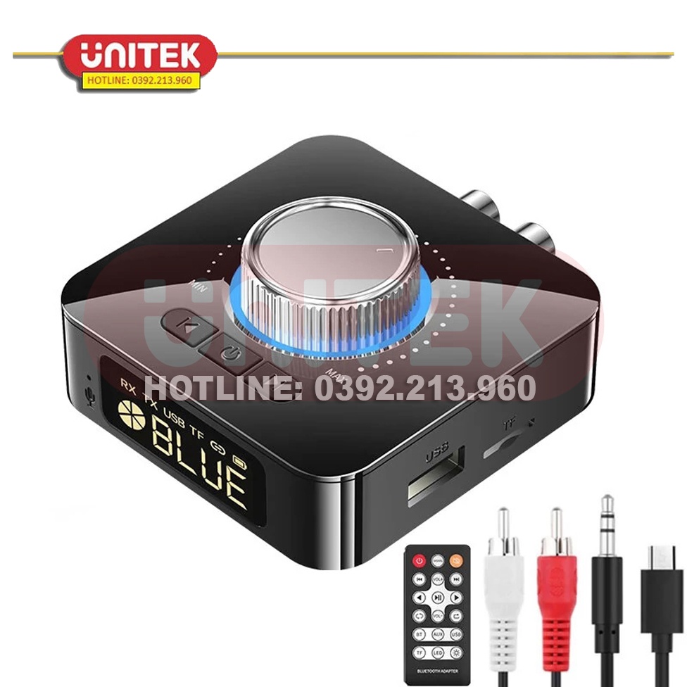 Bộ Thu Phát Nhạc Bluetooth 5.0 Hỗ Trợ Kết Nối Aux/RCA WTF/U Disk Đèn Led Kèm Điều Khiển Từ Xa Pin 400mAh M5