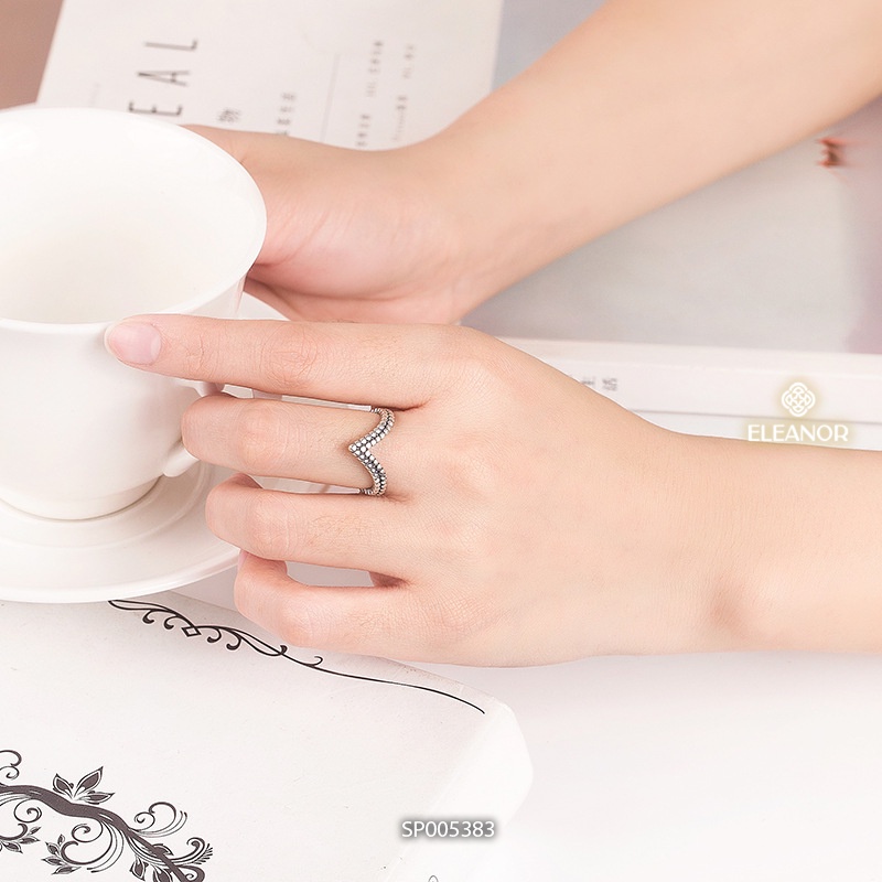 Nhẫn nữ hở bạc 925 Eleanor Accessories thiết kế dáng chữ V phong cách basic phụ kiện trang sức cá tính 5383