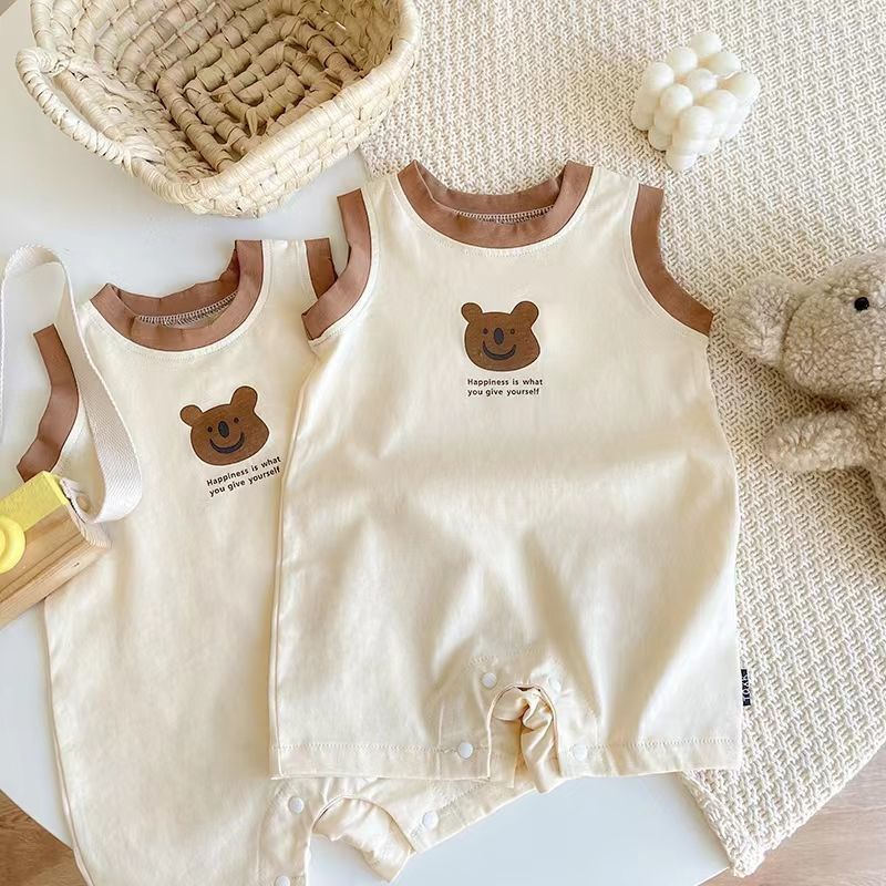 Bộ bodysuit cho bé Sát Nách body đùi chất cotton mềm mịn hình động vật đáng yêu mẫu quần áo sơ sinh từ 0-12 tháng