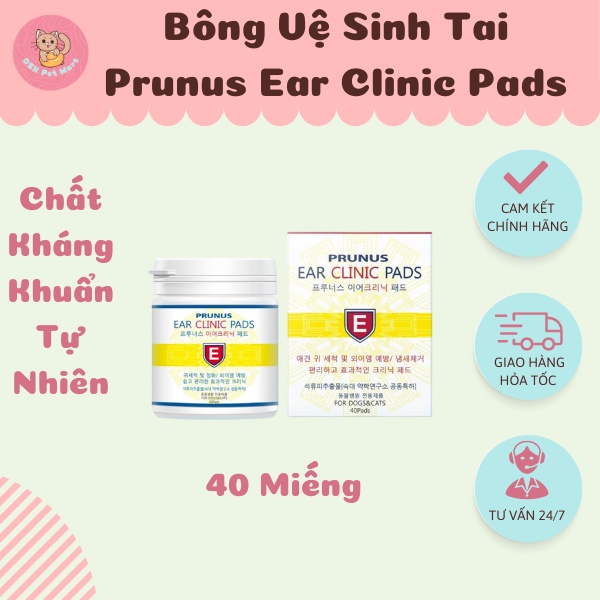 Bông Vệ Sinh Tai Cho Chó Mèo - Prunus Ear Clinic Pads 40pcs