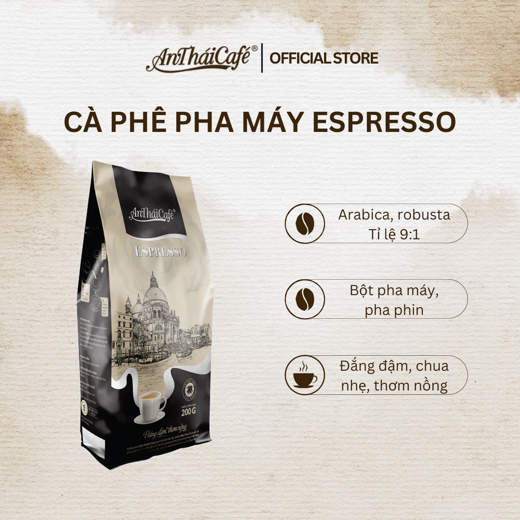 Cà phê Espresso nguyên chất Blend Robusta - Arabica rang mộc đậm đà thơm nồng dùng pha phin hoặc pha máy An Thái Cafe