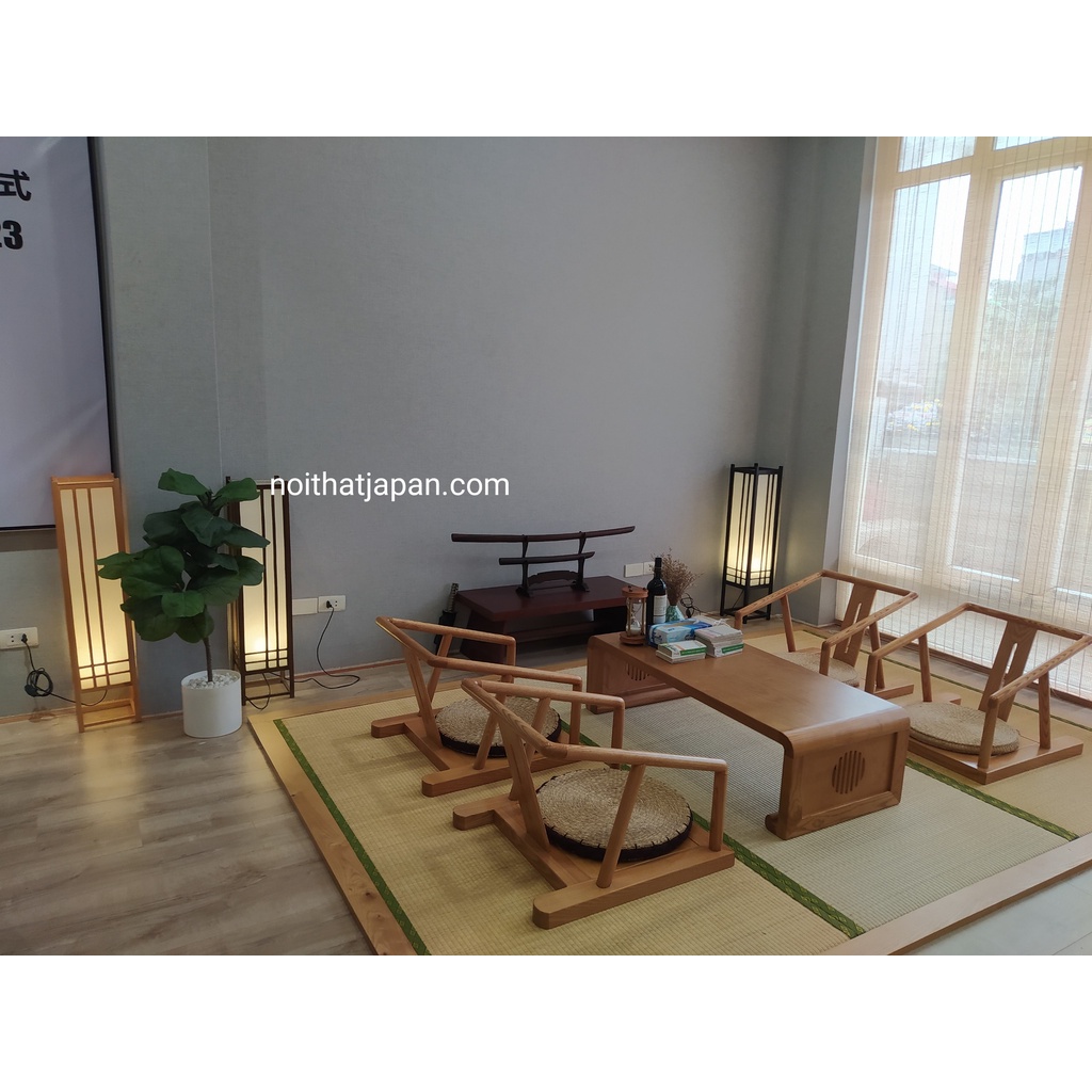 Bàn trà Nhật, Bàn trà đạo, phong cách truyền thống, chất liệu gỗ Sồi, kt 1100 x 500 x 310mm